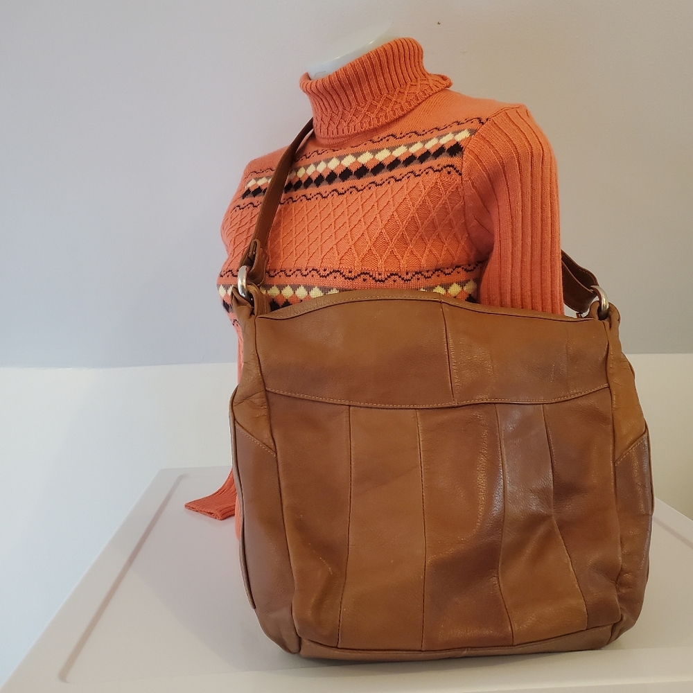 Fiona Made In Italy Vintage Tan Leather Crossbody Bag